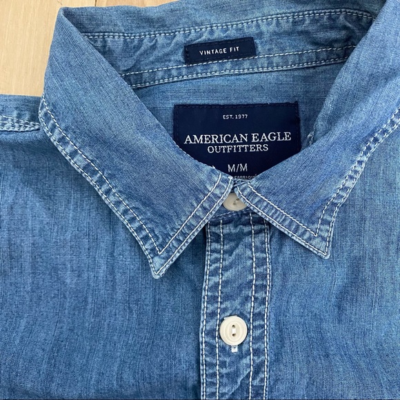 AMERICAN EAGLE Y2K DENIM COLOUR SS SHIRT - Picture 2 of 5